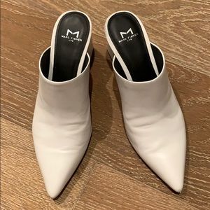 White Marc Fisher slide on heels